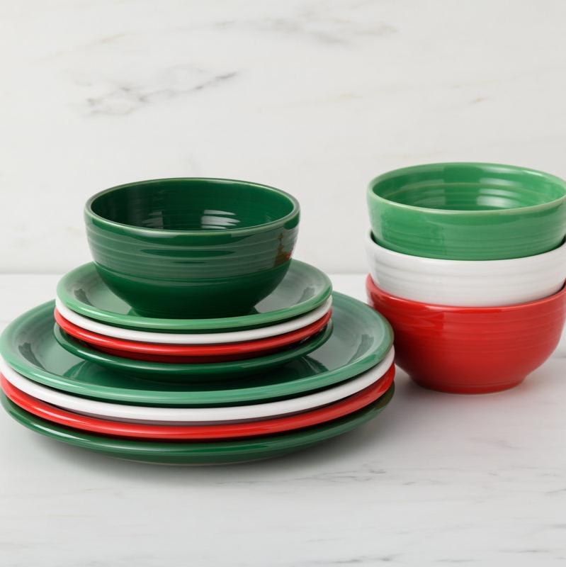 Fiesta Colorful Dinnerware - Christmas Mixed Color Bistro Coupe 12-Piece Dinnerware Set, Service for 4 - Image 2