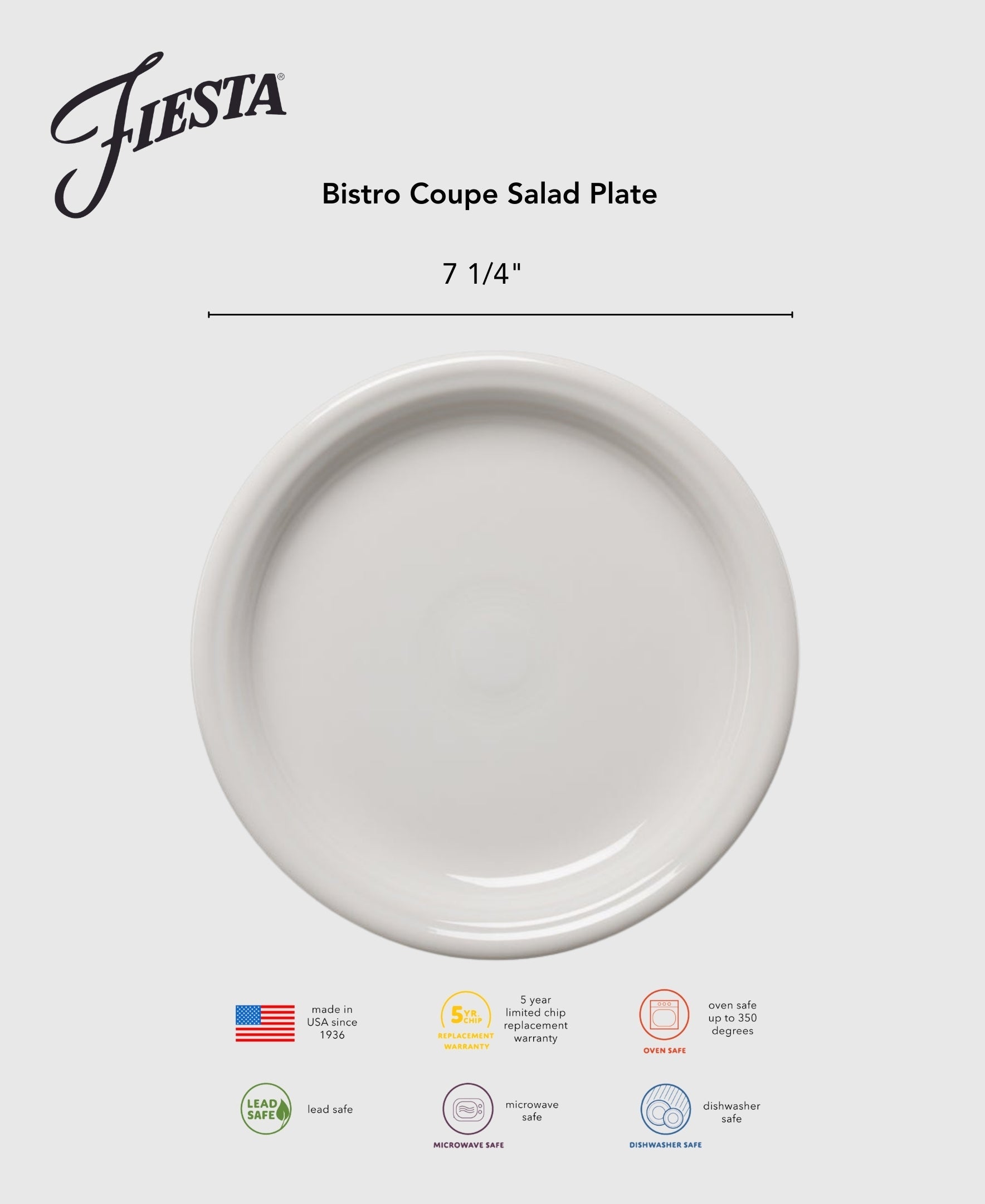 Fiesta Colorful Dinnerware - Lavender Bistro Coupe 7 1/4 Inch Salad Plate - Image 2