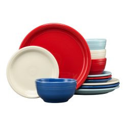 Fiesta Colorful Dinnerware - Mixed Americana Bistro Coupe 12-Piece Dinnerware Set, Service for 4
