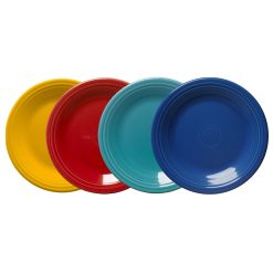 Fiesta Colorful Dinnerware - Mixed Vibrant Classic Rim 10 1/2 Inch Dinner Plate, Set of 4