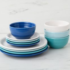 Alternative view of Fiesta Colorful Dinnerware - Mixed Coastal Blues Bistro Coupe 12-Piece Dinnerware Set, Service for 4
