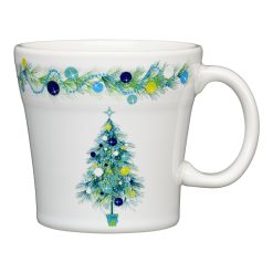 Fiesta Colorful Dinnerware - Blue Christmas Tree on White 15 OZ Tapered Mug