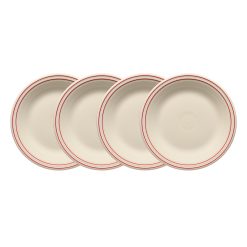 Fiesta Colorful Dinnerware - Americana Scarlet Band Set of 4 Classic Rim 10 1/2-Inch Dinner Plates