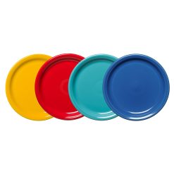 Fiesta Colorful Dinnerware - Mixed Vibrant Bistro Coupe 9 Inch Luncheon Plate, Set of 4