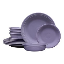 Fiesta Colorful Dinnerware - Lavender Classic Rim 12-Piece Dinnerware Set, Service for 4