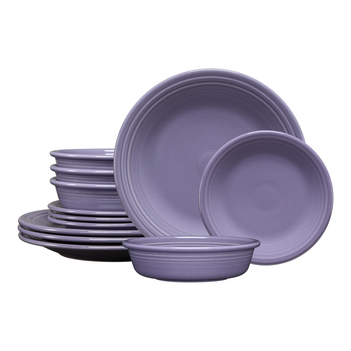 Fiesta Colorful Dinnerware - Lavender Classic Rim 12-Piece Dinnerware Set, Service for 4