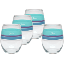 Fiesta Colorful Dinnerware - Retired 15 oz. Fiesta® Edgeline Stemless Wine Coastal, Set of 4
