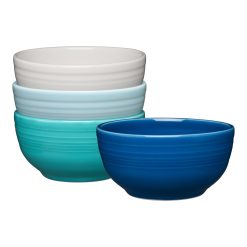 Fiesta Colorful Dinnerware - Mixed Coastal Blues Bistro Coupe 5 1/2 Inch Cereal Bowl 22 oz, Set of 4