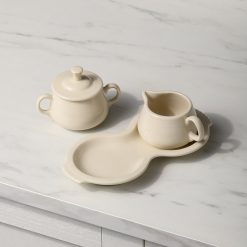 Alternative view of Fiesta Colorful Dinnerware - New Retired Linen 4-Piece Sugar Bowl and Creamer Set with Tray