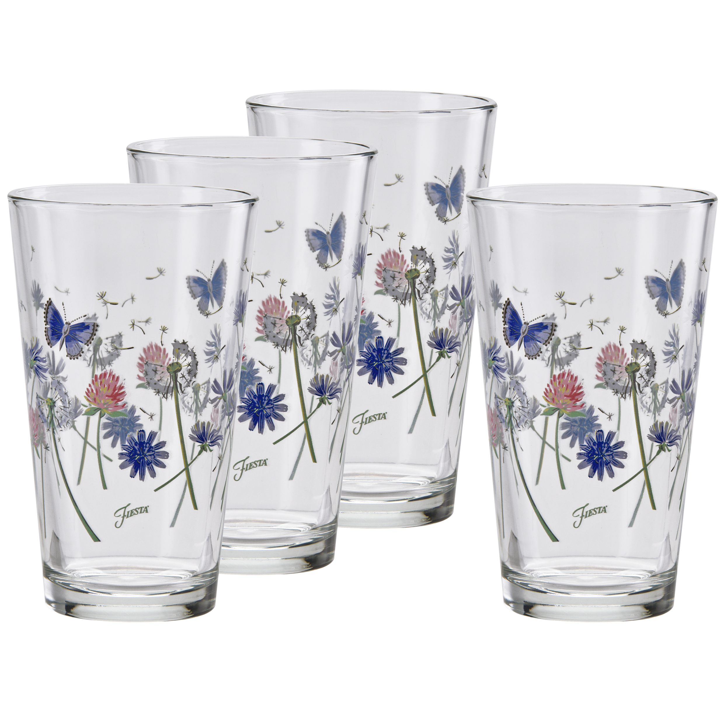 Fiesta Colorful Dinnerware - Breezy Floral 16 oz. Cooler Glass - Set of 4