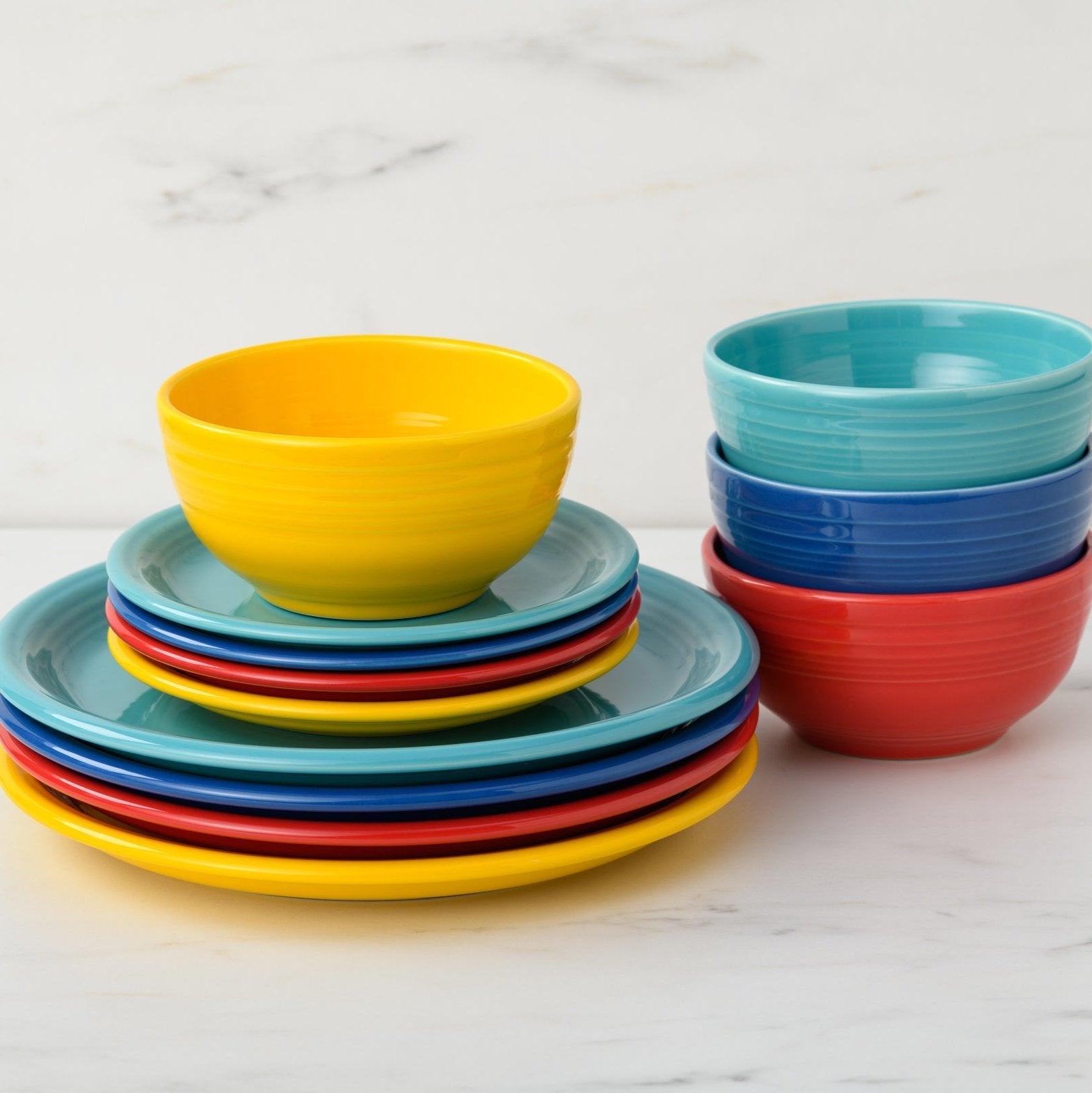 Fiesta Colorful Dinnerware - Mixed Vibrant Bistro Coupe 12-Piece Dinnerware Set, Service for 4 - Image 2