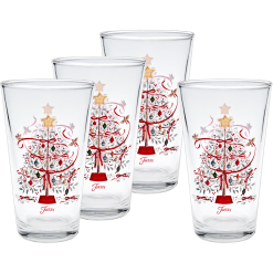 Fiesta Colorful Dinnerware - Holly Berry Christmas Tree 16 oz. Cooler Glass - Set of 4
