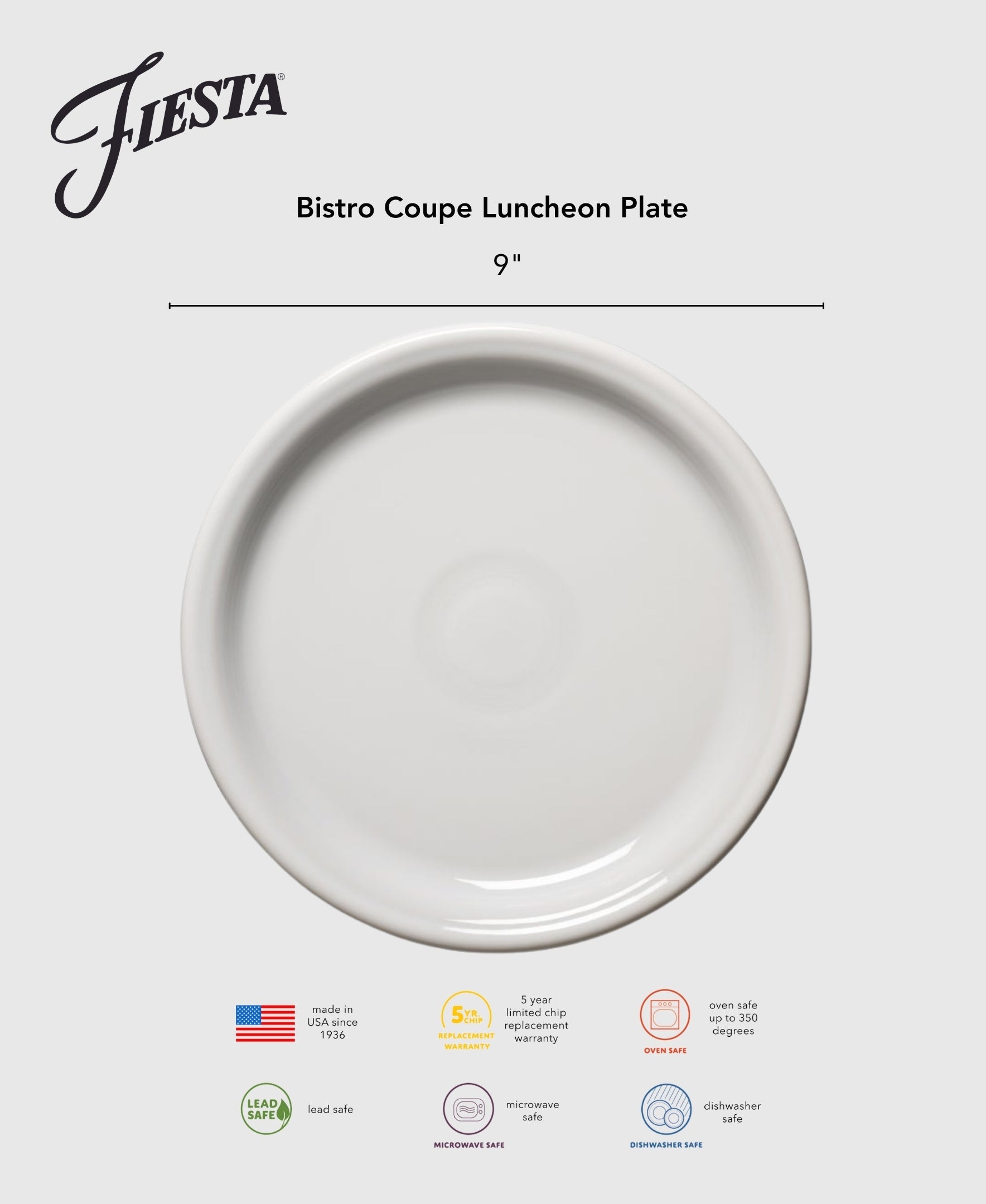Fiesta Colorful Dinnerware - New Retired Bistro Coupe 9 Inch Luncheon Plate - Image 2