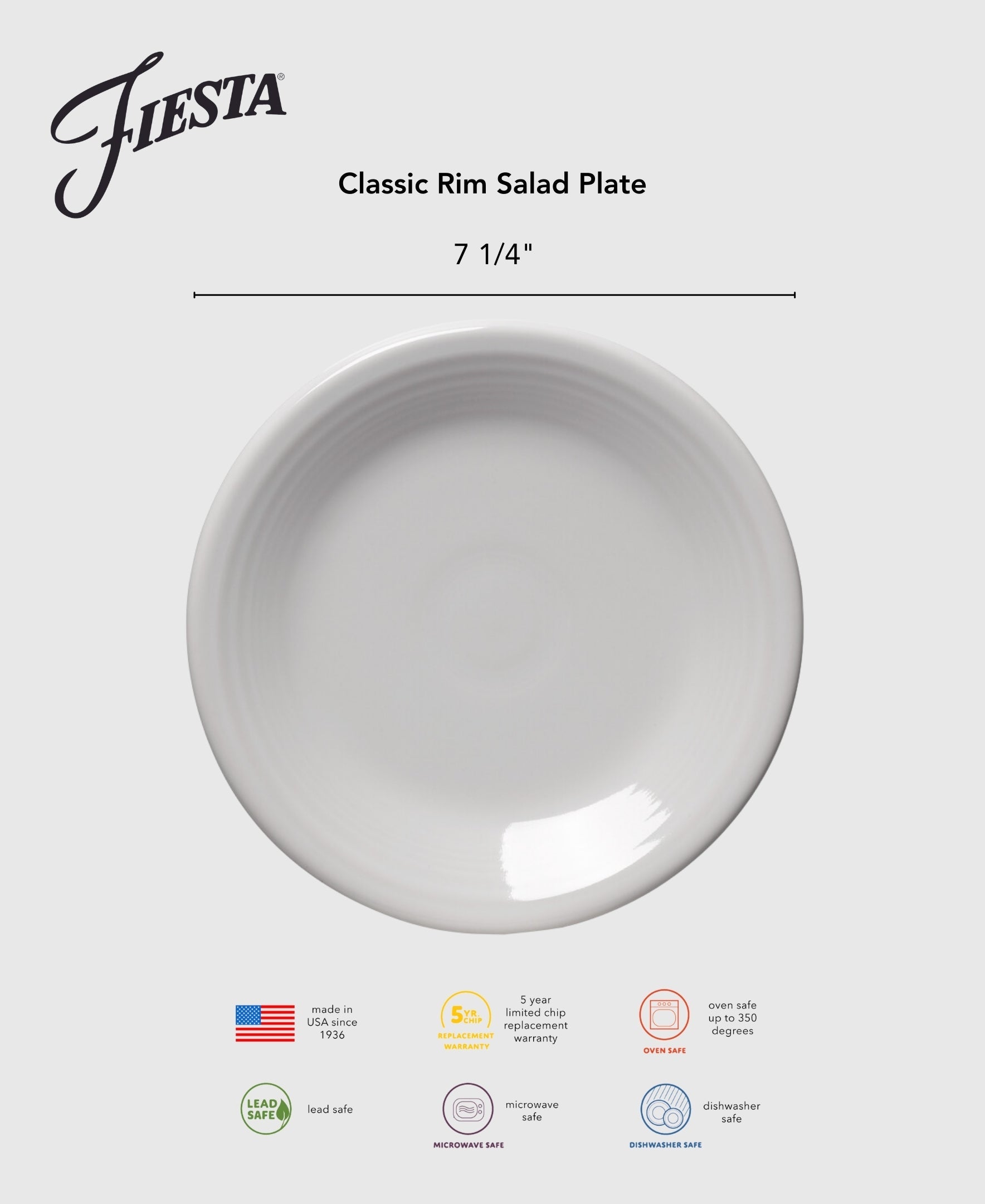 Fiesta Colorful Dinnerware - Lavender Classic Rim 7 1/4 Inch Salad Plate - Image 2